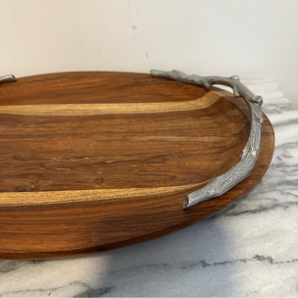 Martha Stewart Wooden Tray with Silver antler Handles - Picture 12 of 14